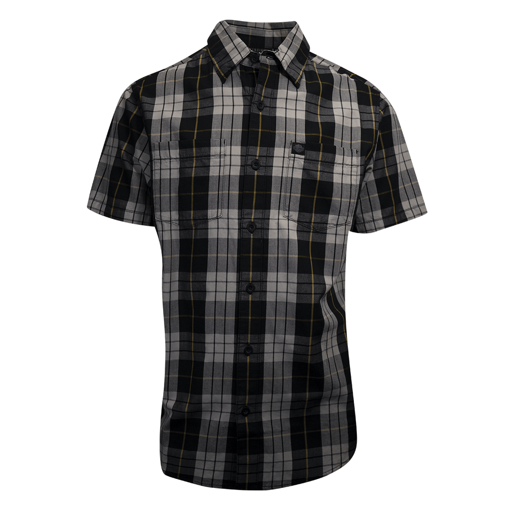 HD Branded Men's Navy Grey Yellow S/S Woven Shirt (S02)