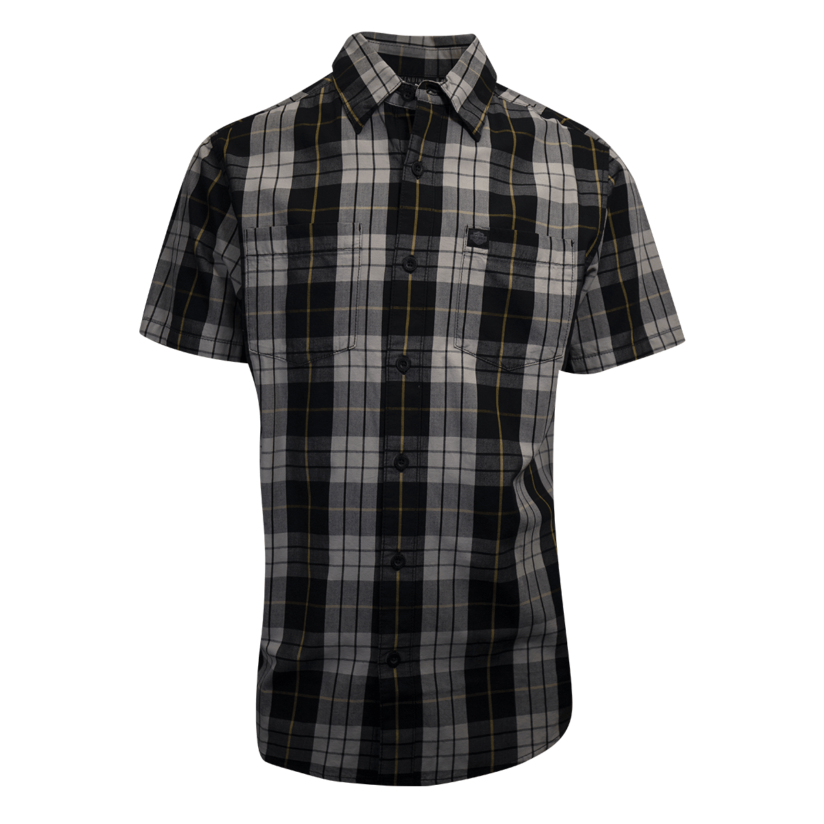 HD Branded Men's Navy Grey Yellow S/S Woven Shirt (S02)