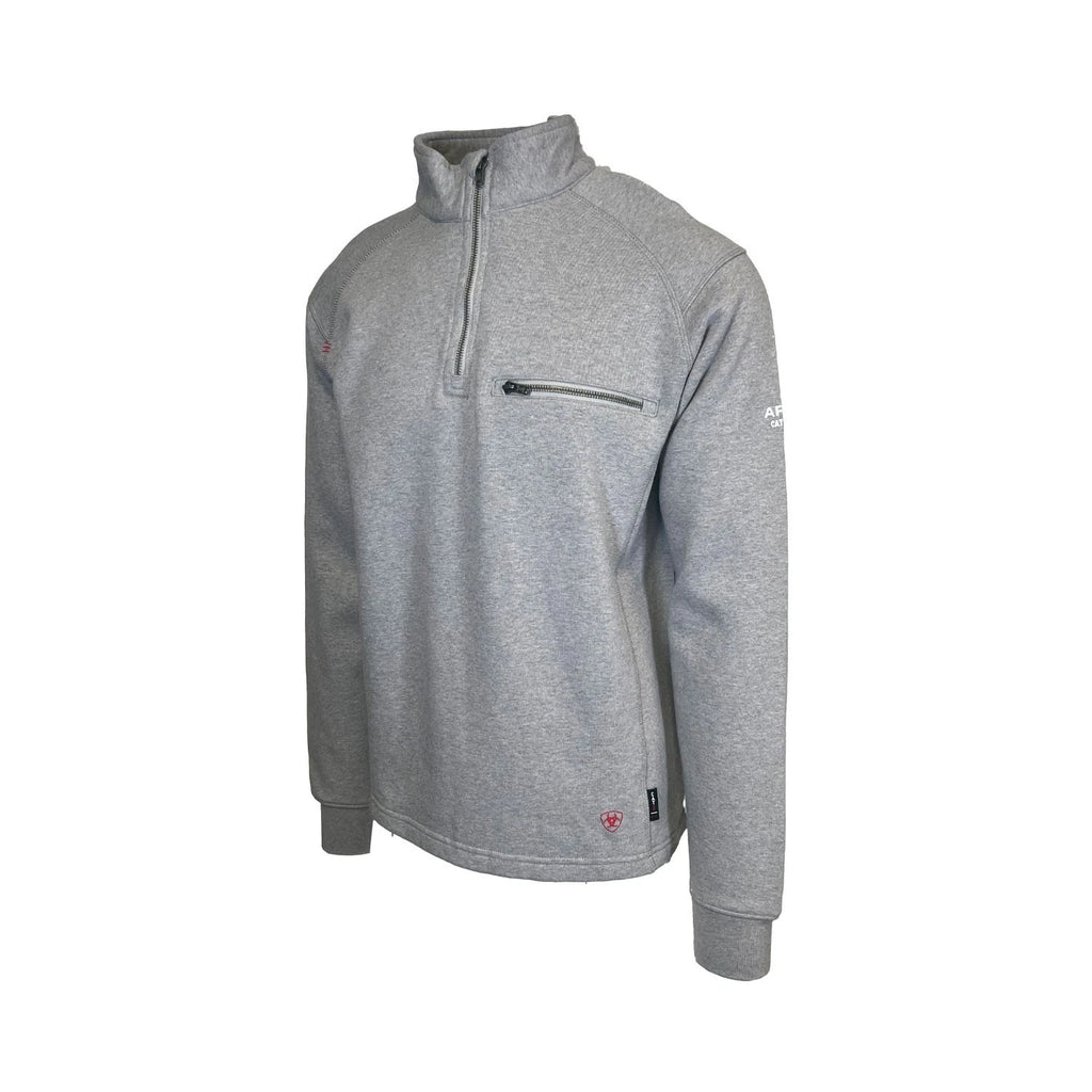 Ariat FR Men's Silver Fox Heather Hoodie 1/4 Zip Pullover Sweatshirt (S68)