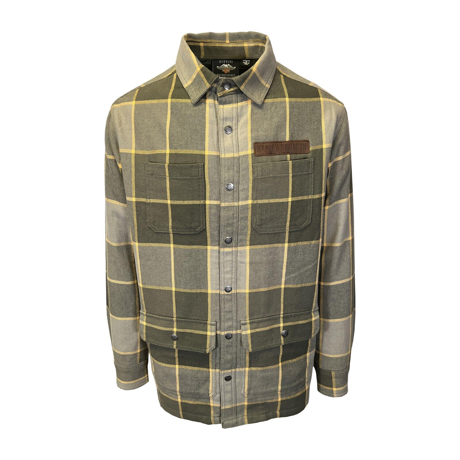 HD Branded Men's Plaid Shirt Jacket Vintage Yarn Dyed L/S Shacket (S72)
