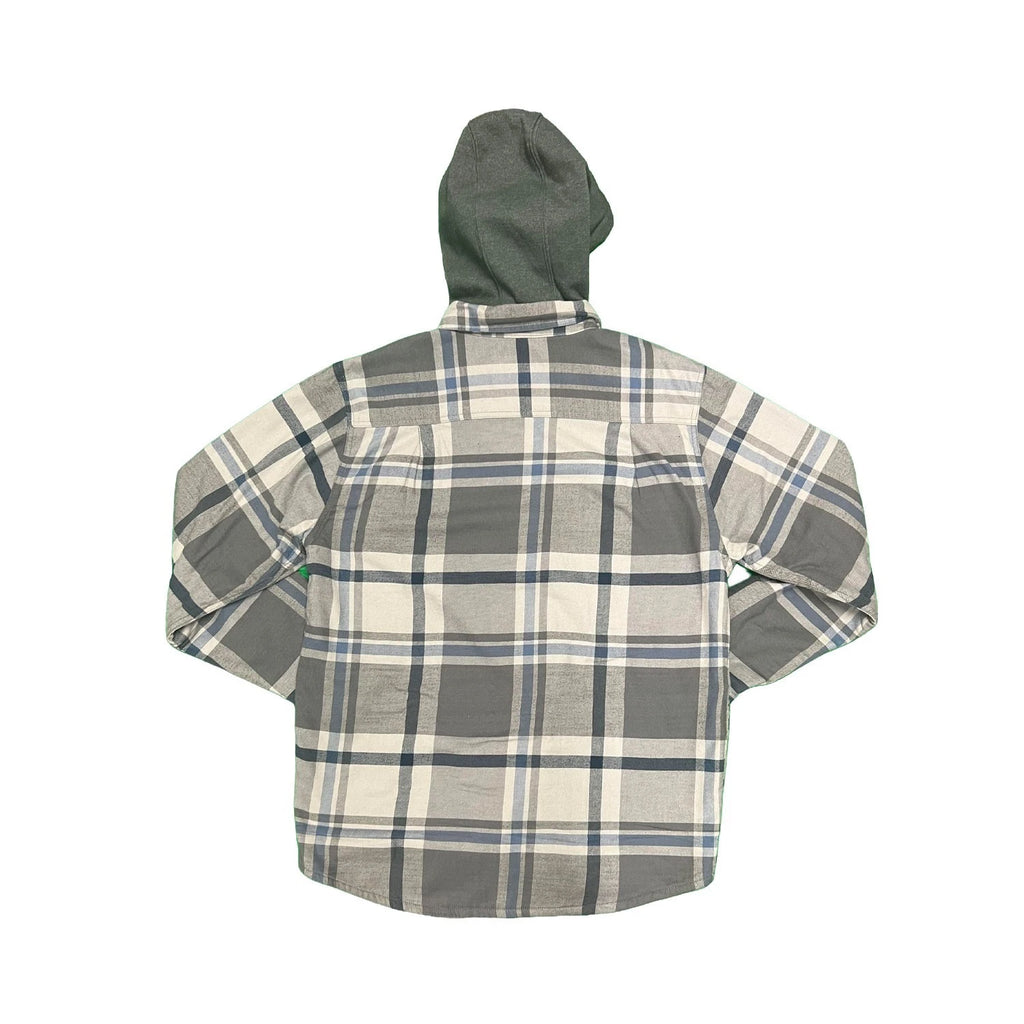 Carhartt Men's Black Gray Shirt Hooded Plaid Fleece Lined Shacket (S047)