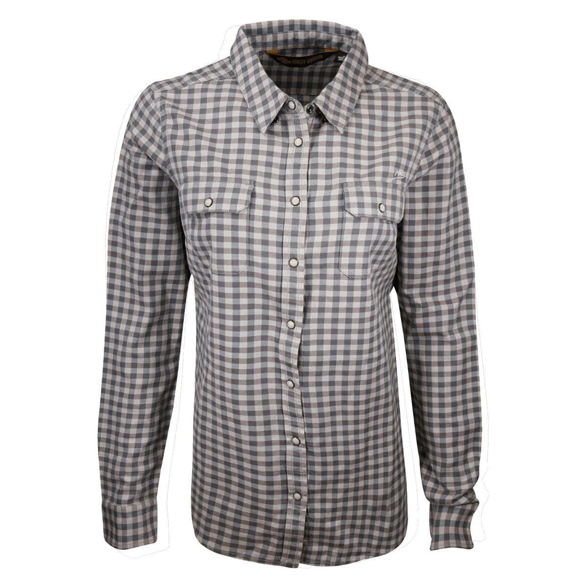 HD Branded Women's Grey Blue Plaid L/S Woven Shirt