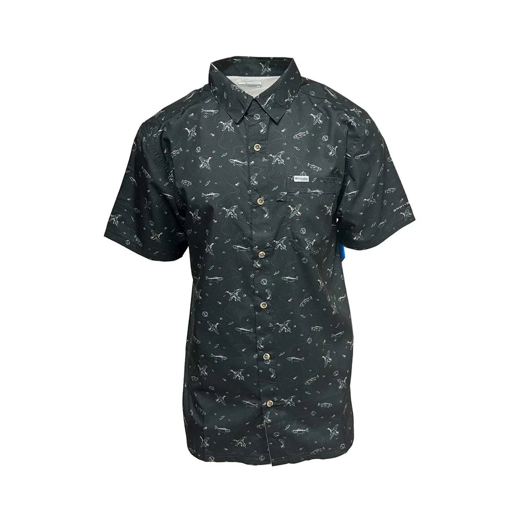 Columbia Men's Black Fish Hunt Shirt Super Slack Tide S/S (007)