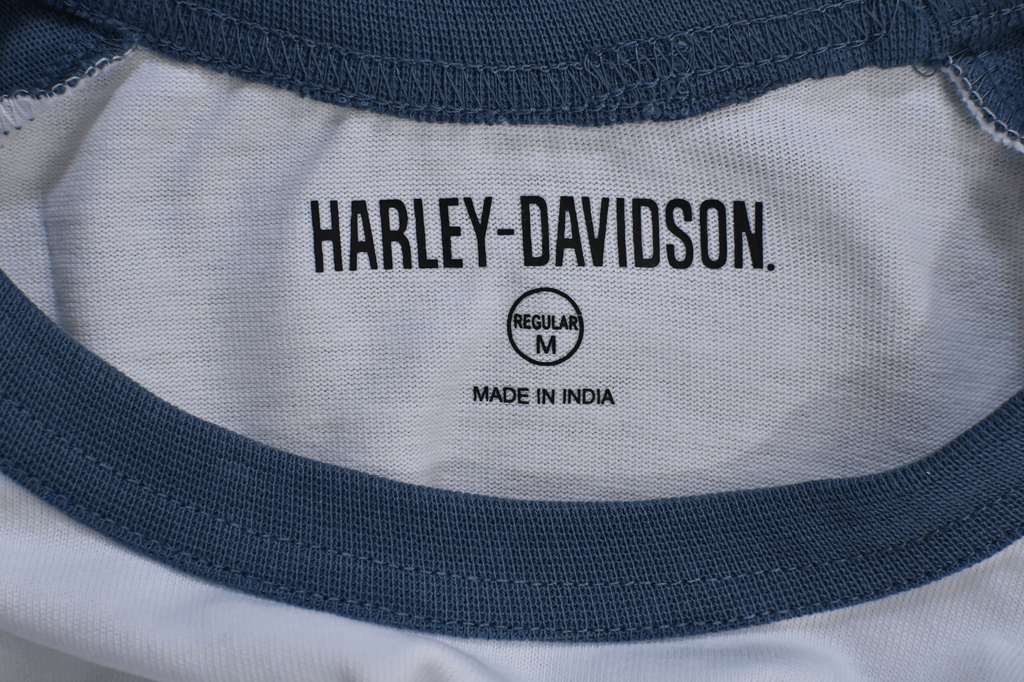 HD Branded Men's T-Shirt Blue #1 Race Raglan Graphic Long Sleeve (S28)