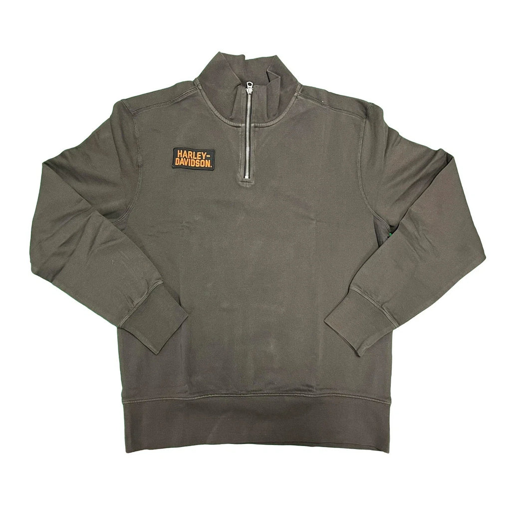 HD Branded Men's Black Sweatshirt 1/4-Zip Mock Neck Pullover (S109)