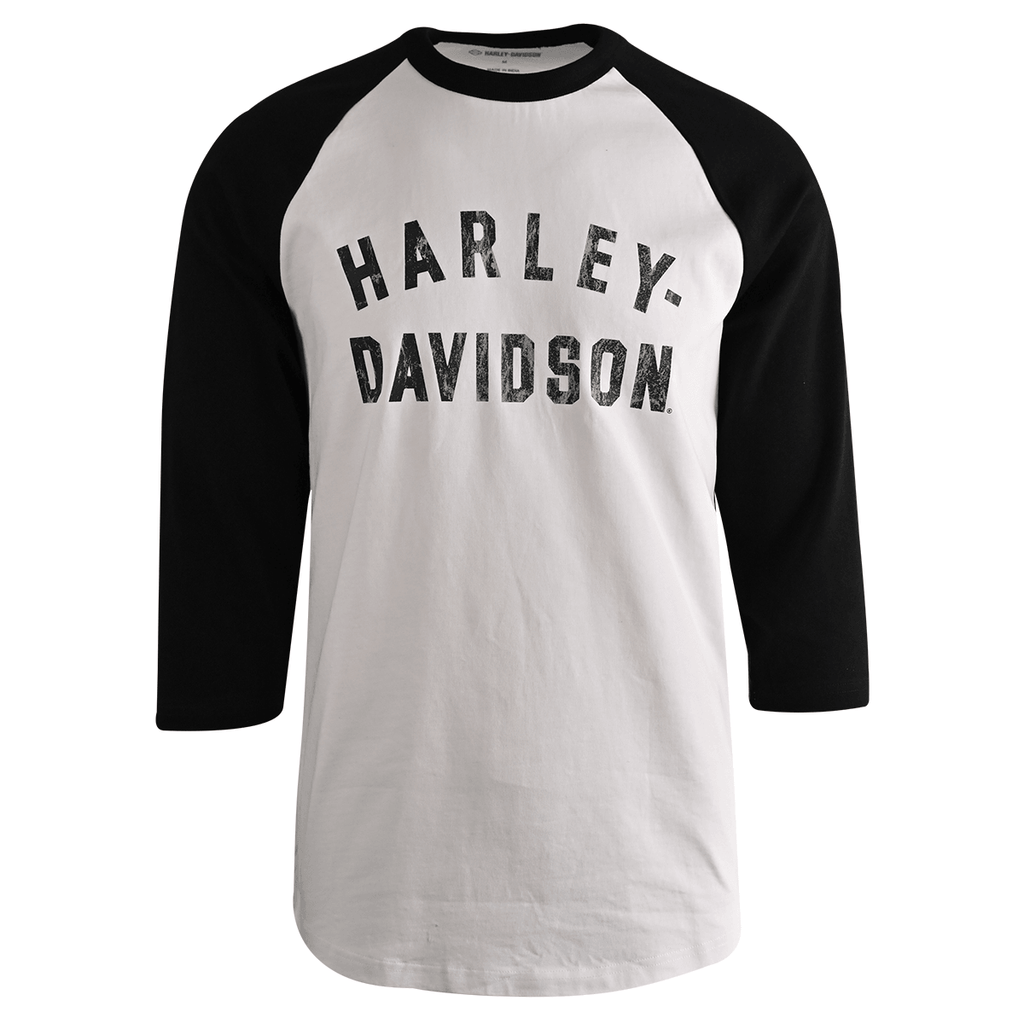 HD Branded Men's T-Shirt Bright White Colorblocked Staple 3/4 Raglan (S29)