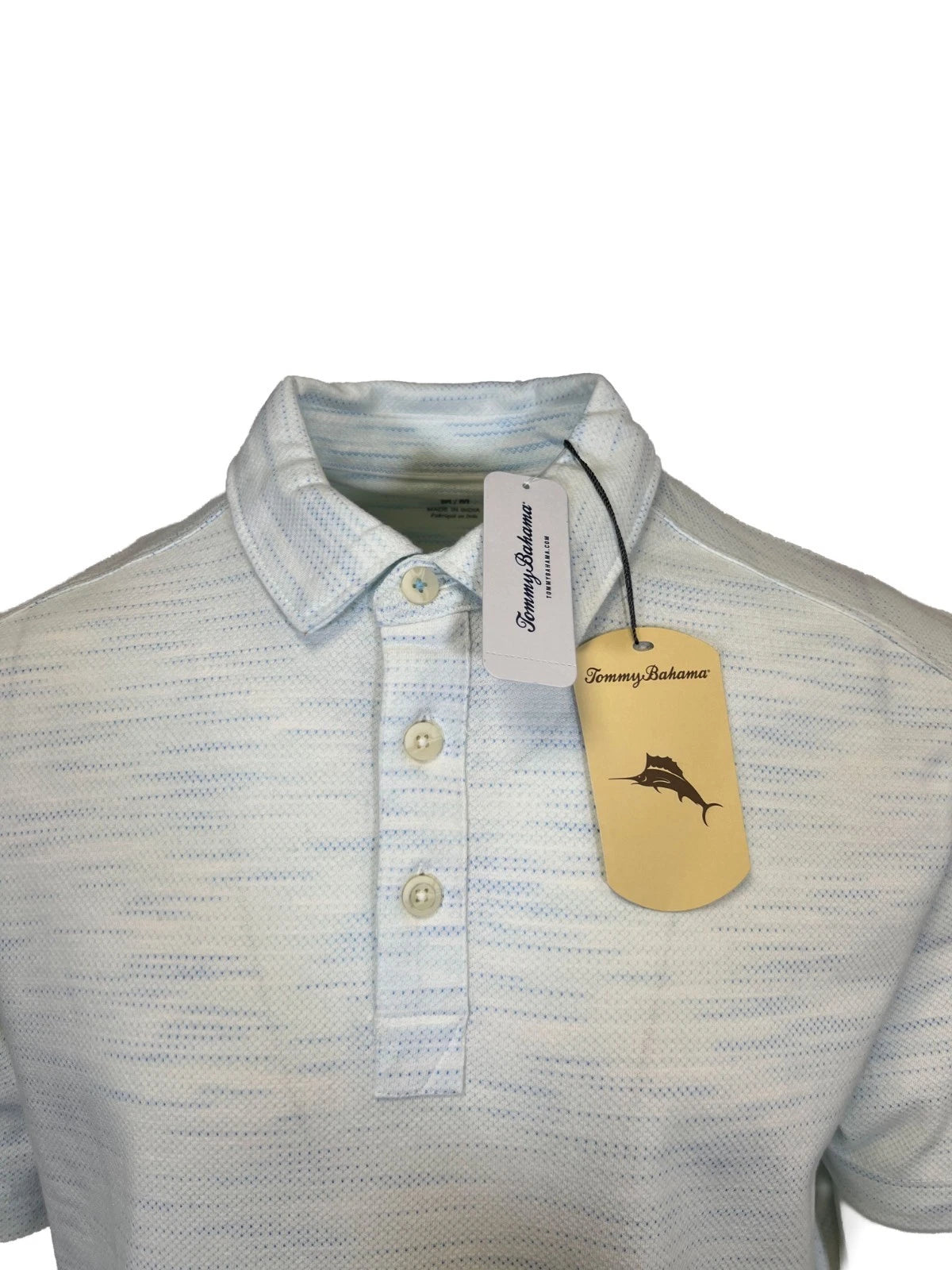 Tommy Bahama Men's Air Blue T-Shirt Ocean Sails Knit Polo 3 Buttons S/S (S62)