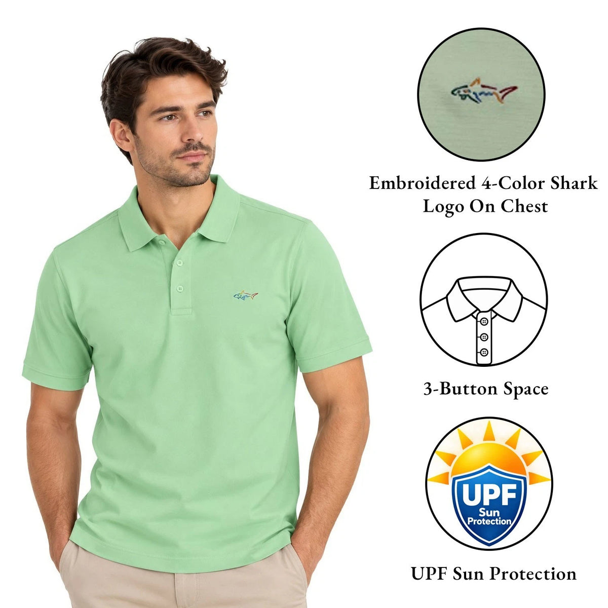 Greg Norman Men's Coral Cove T-Shirt - Polo Play Dry UPF Performance Tee (S19)