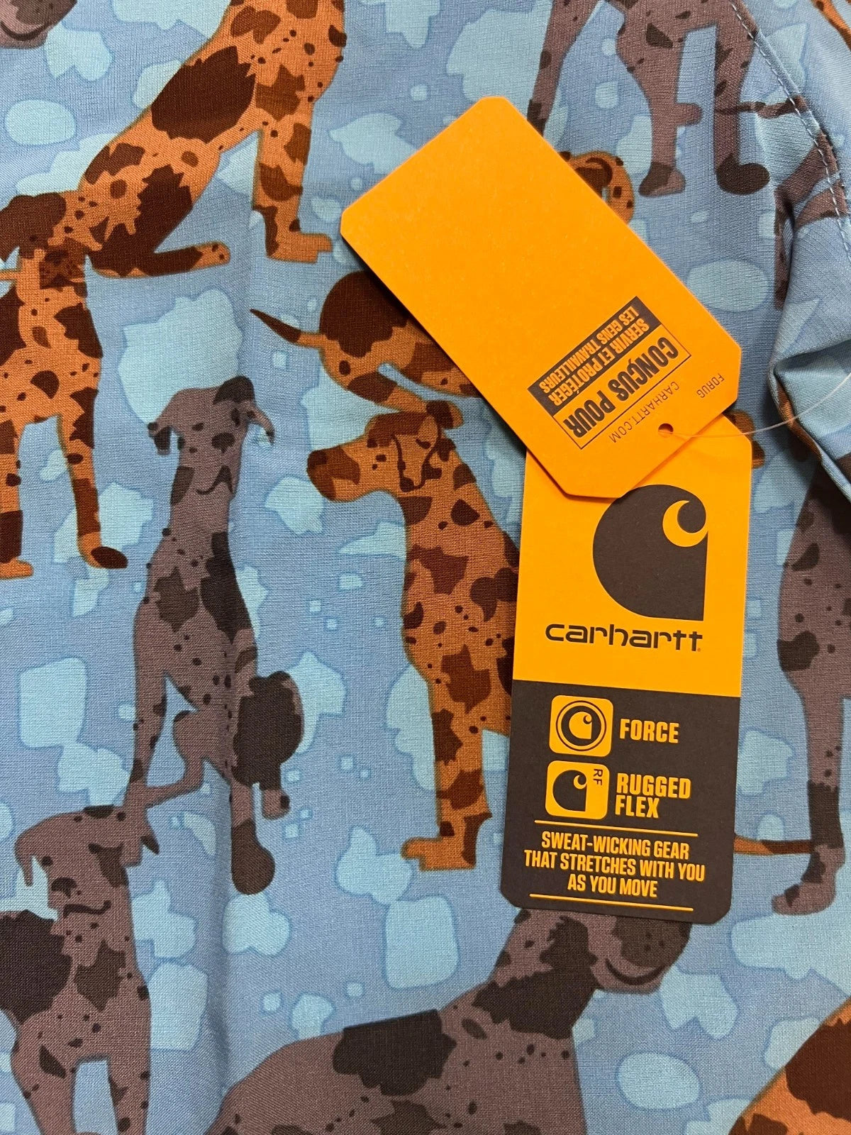 Carhartt Women's Blue Scrub - Great Gatherings Dogs Print V-Neck Top (S47)