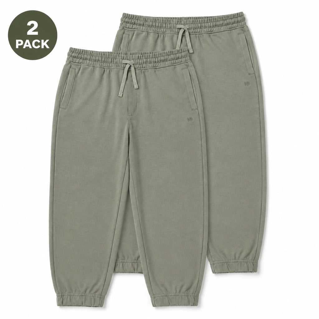Croy Vines Men's Olive Joggers - Drawstring Elastic Waist Pants - 2 Pack (S01)