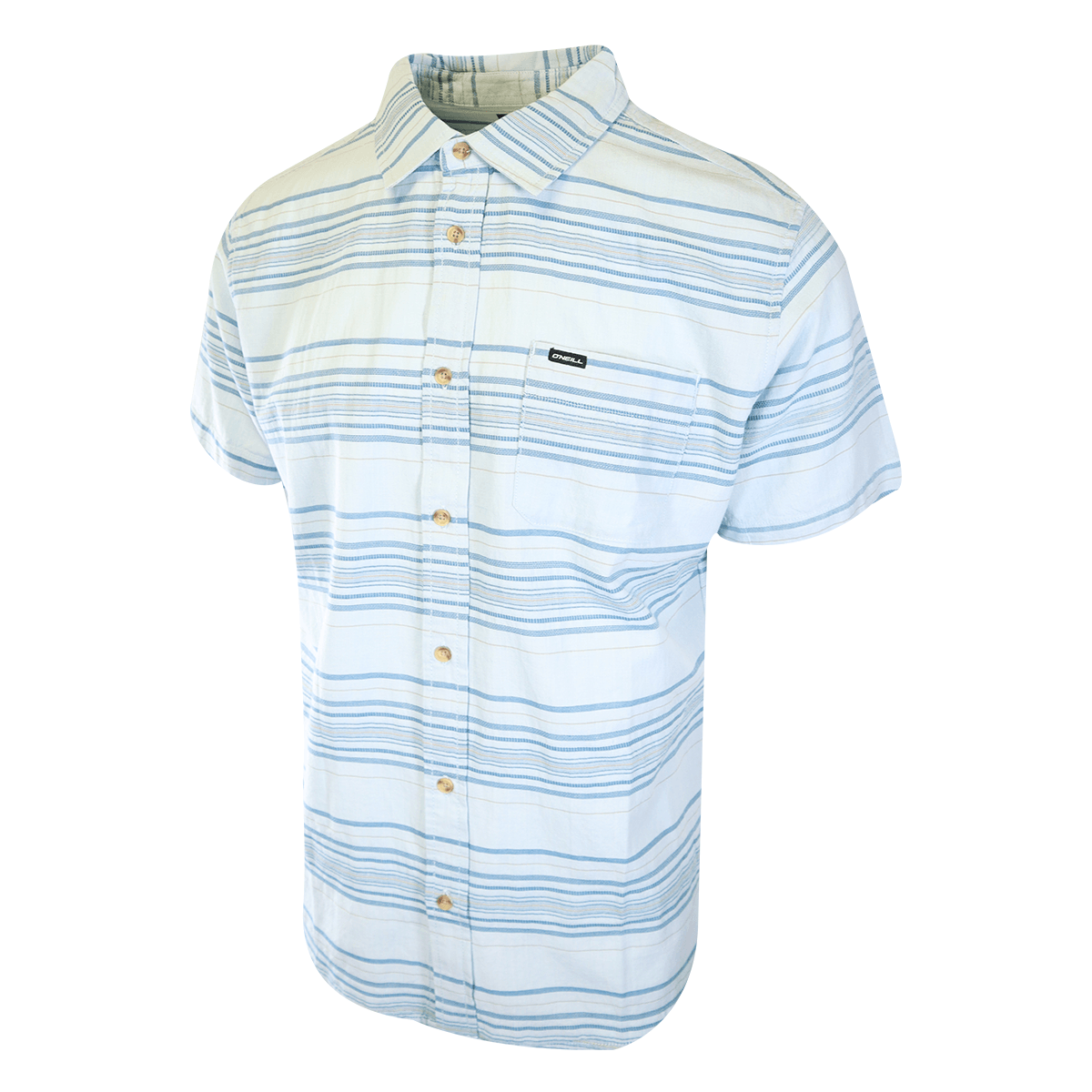 O'Neill Men's Shirt Blue Seafaring Orange Line Stripe Pocket S/S (S11)