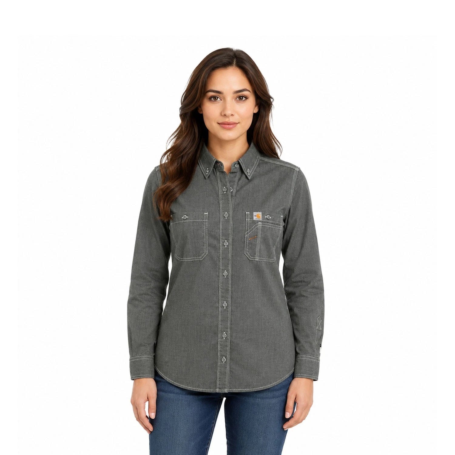 Carhartt FR Women's Grey Shirt Flame Resistant Long Sleeve Lightweight (S02)