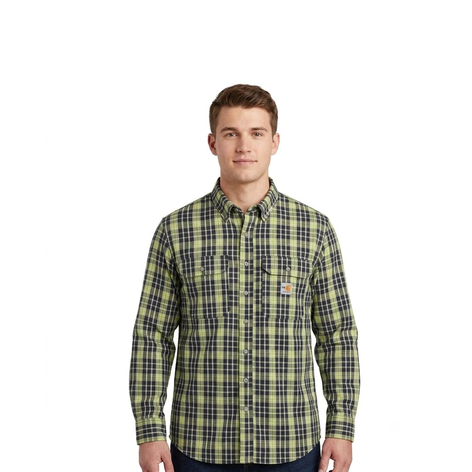 Carhartt FR Men's Sour Apple Shirt Rugged Flex Original Fit Plaid L/S (S366)