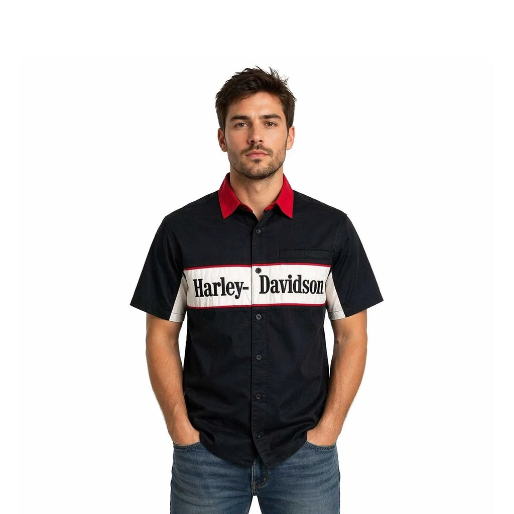 HD Branded  Men's Black Shirt Garage Mechanic Welt Pocket S/S (351)