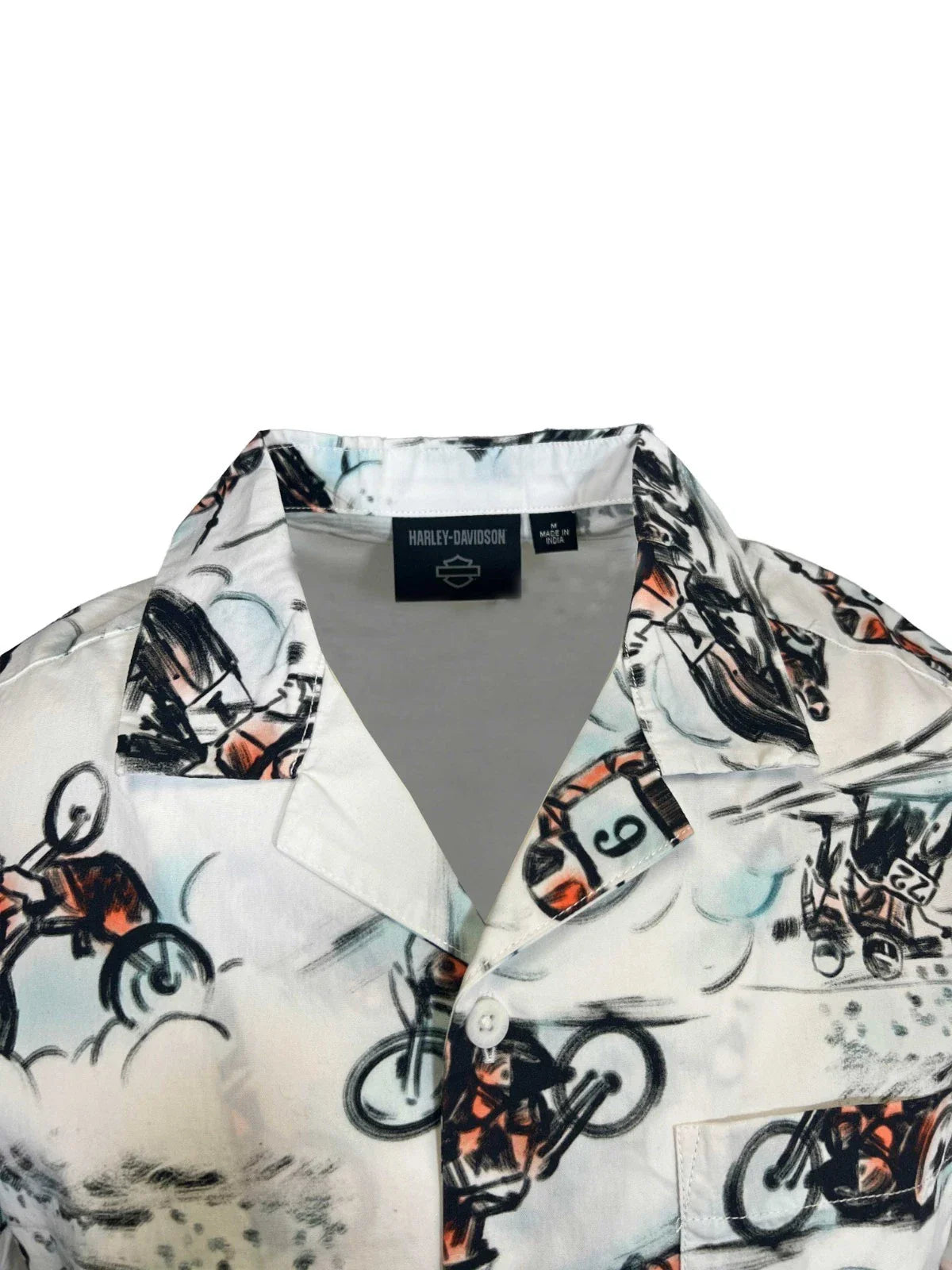 HD Branded  Men's White Shirt Twisty Aloha Print Short Sleeve (345)