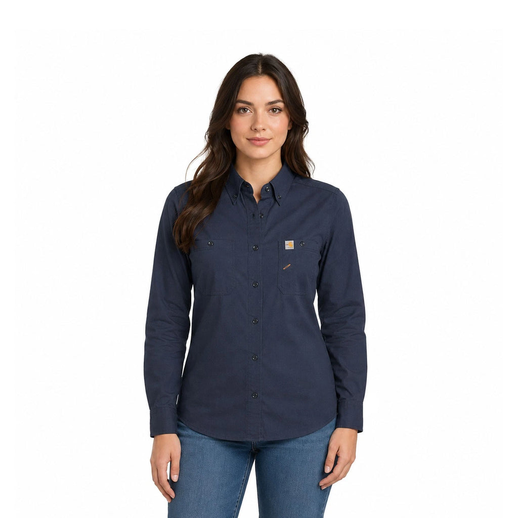 Carhartt FR Women's Navy Shirt Flame Resistant Long Sleeve Lightweight (S03)
