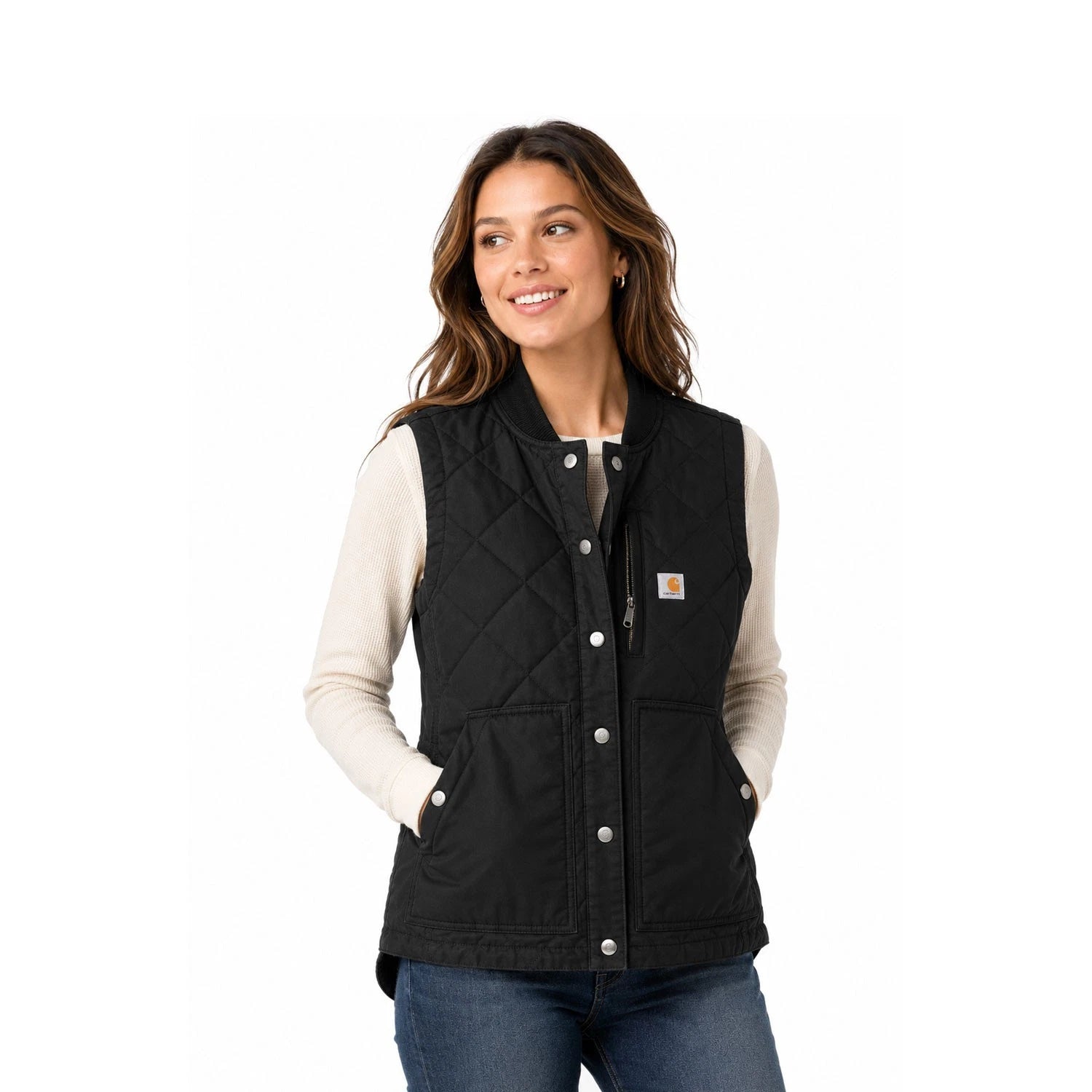 Carhartt Women's Black Rugged Flex Relaxed Collar Vest Sleeve Less (S10)