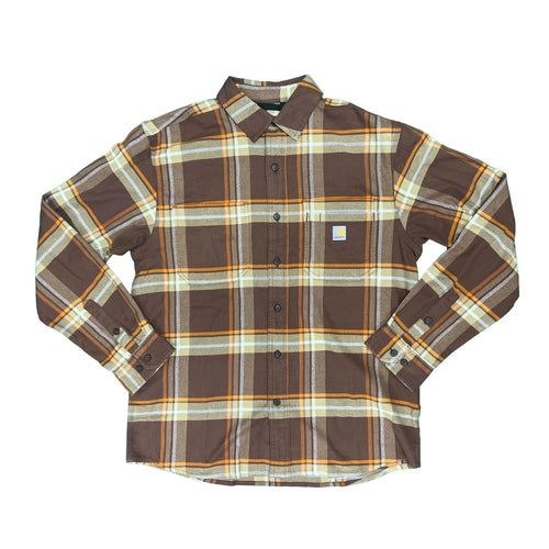 Carhartt Men's Chestnut Plaid Shirt Rugged Flex Relaxed Fit L/S (S357)