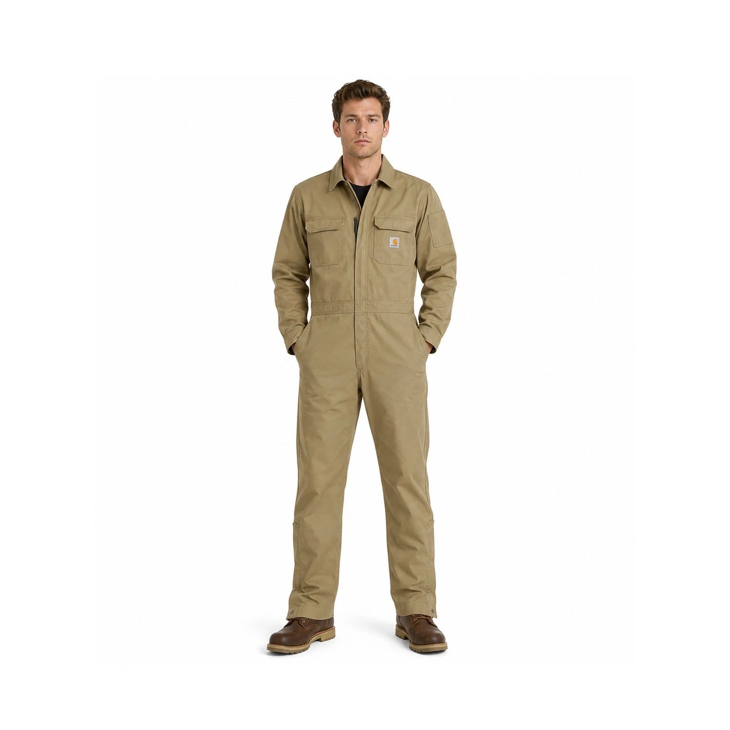 Carhartt Men's Khaki Coveralls Rugged Flex Stretch Technology Canvas (S04)