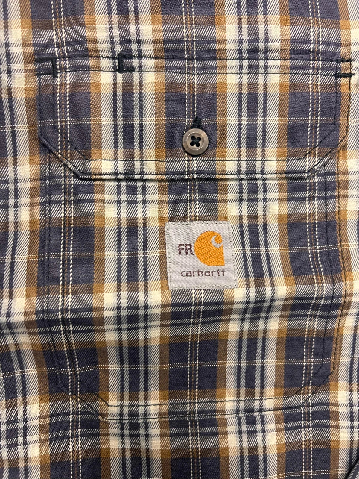 Carhartt FR Men’s Dark Brown Navy Plaid Shirt - Rugged Flex L/S CAT 2 (S375)
