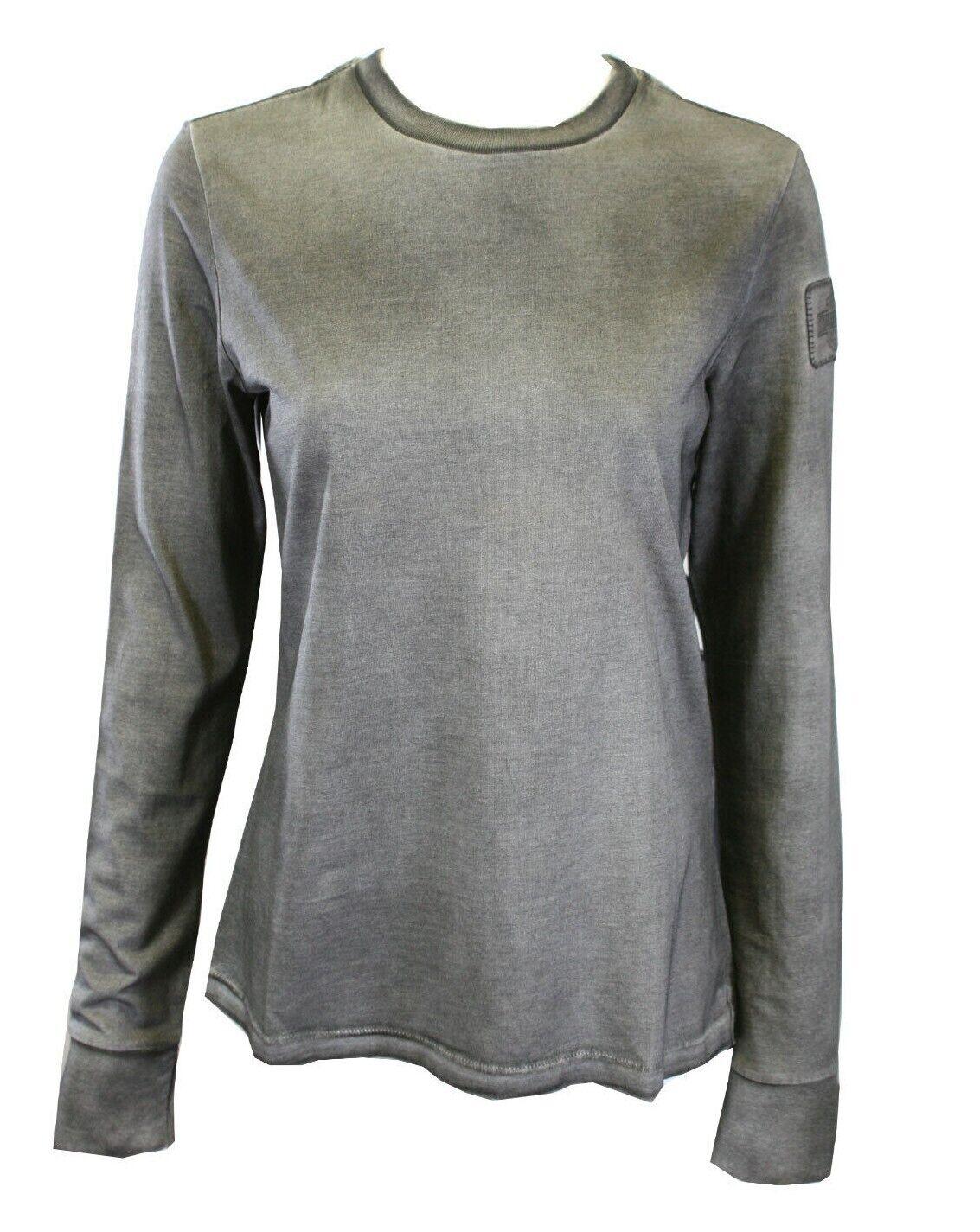 HD Branded Women's T-Shirt Grey Eagle Logo Back Long Sleeve Tee (S43)