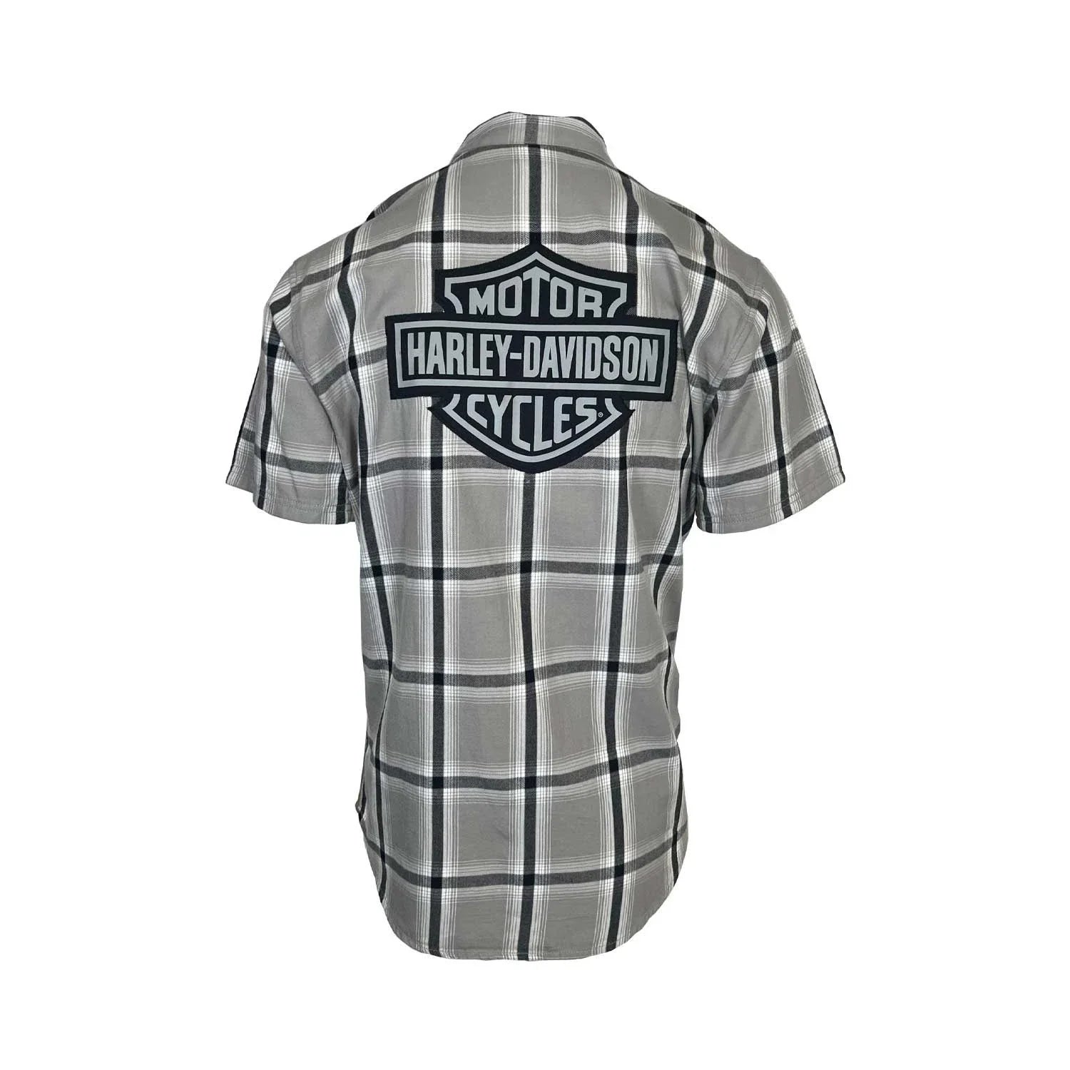 HD Branded  Men's Ghost Gray Plaid Shirt Bar & Shield Staple S/S (343)