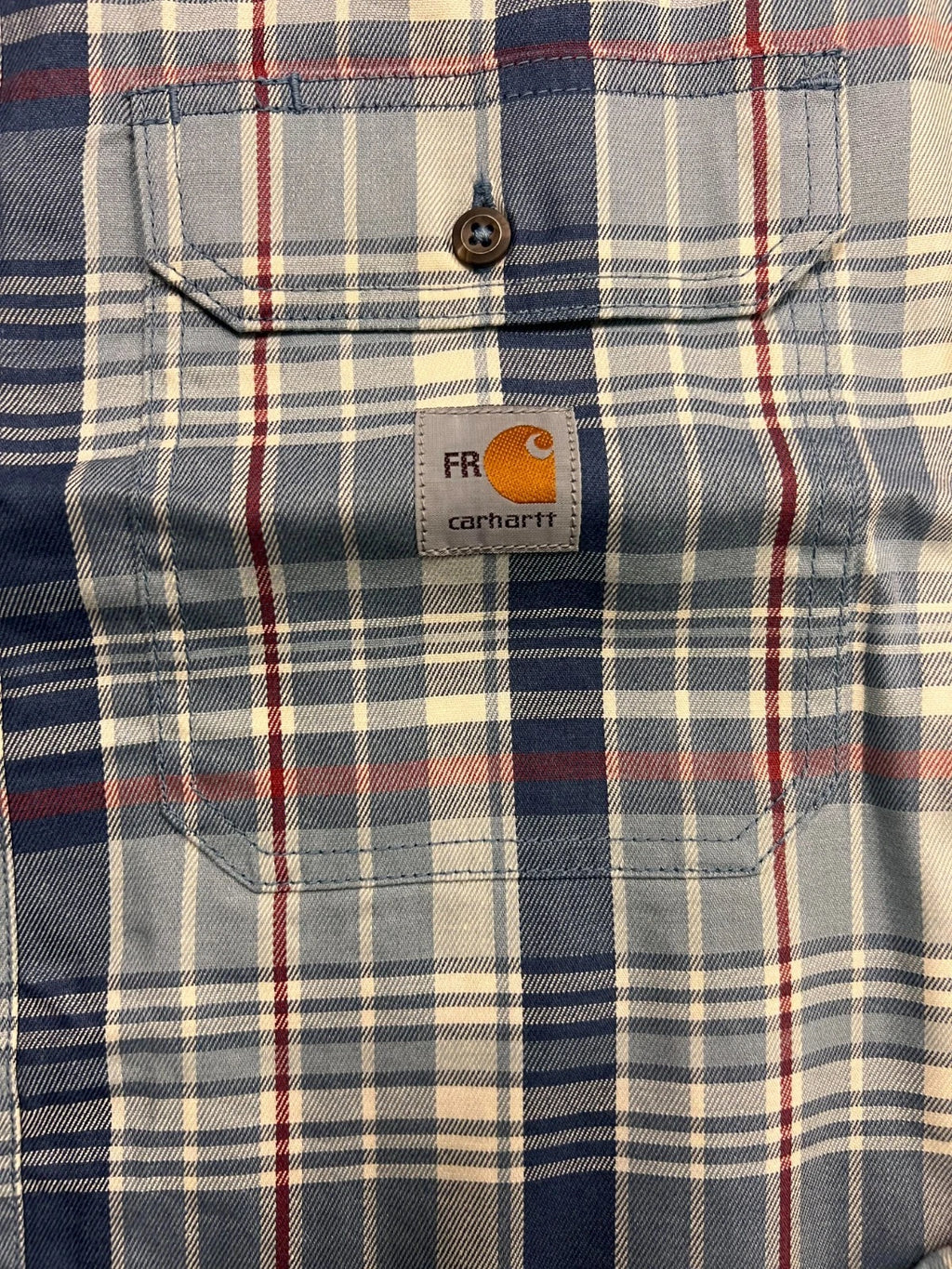 Carhartt FR Men's Slate Blue Plaid Shirt -Rugged Flex Work Wear L/S CAT 2 (S371)
