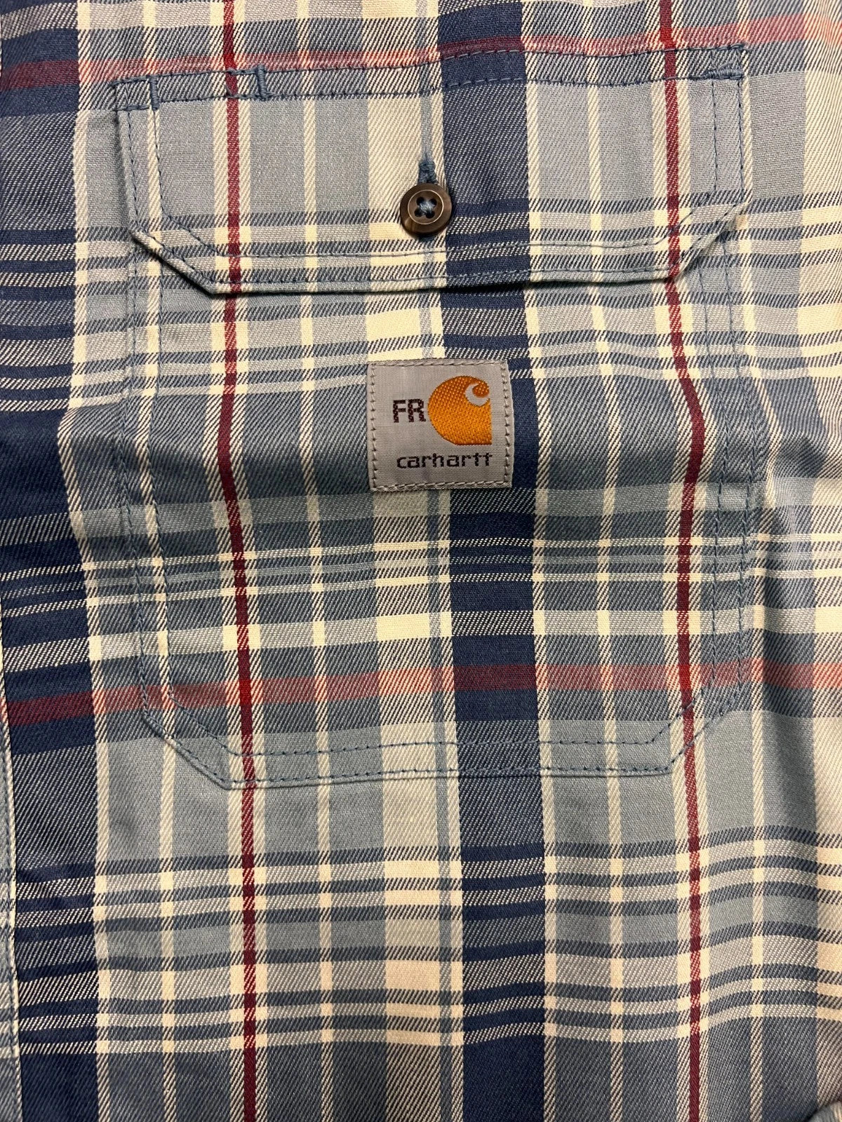 Carhartt FR Men's Slate Blue Plaid Shirt -Rugged Flex Work Wear L/S CAT 2 (S371)