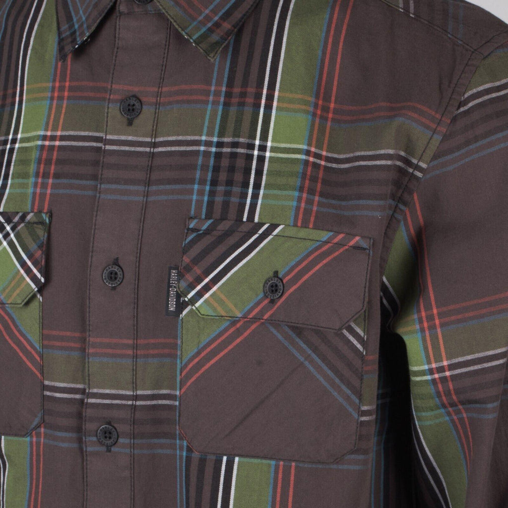 HD Branded Men's Stencil Plaid L/S Woven Shirt (S43)
