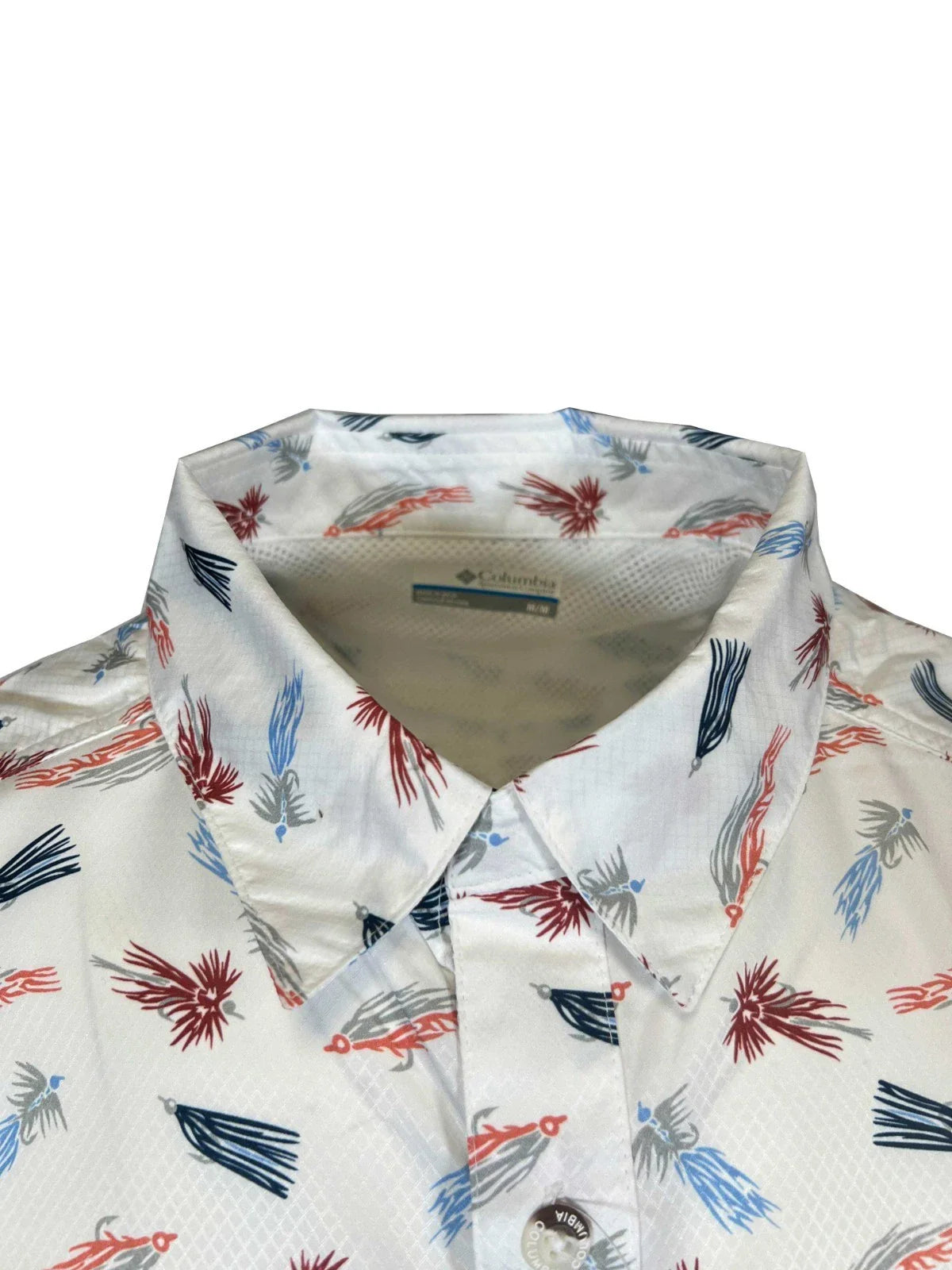 Columbia Men's White Fly Pride Shirt PFG Super Slack Tide Camp S/S (111)