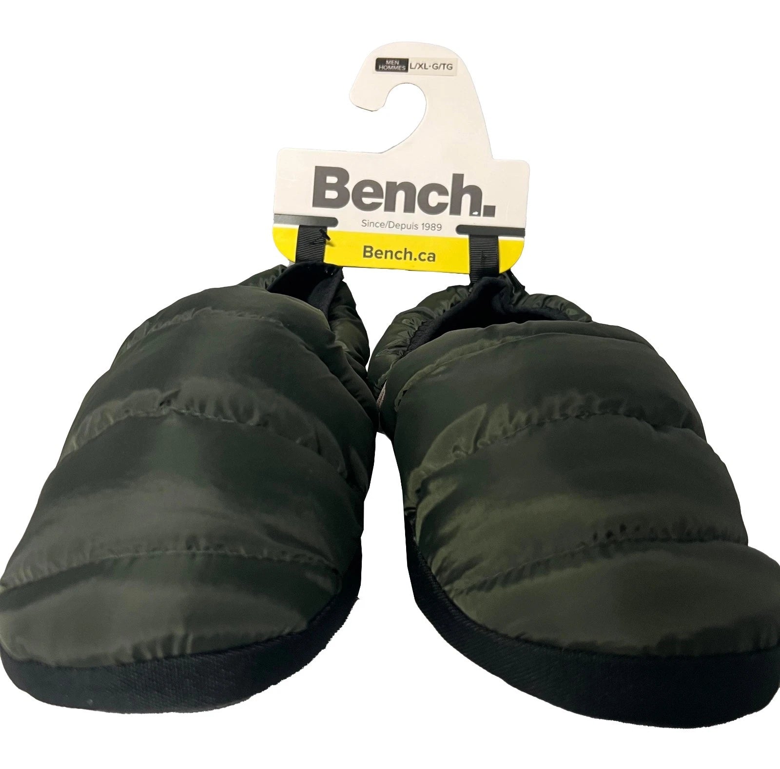 Bench Men's Dark Olive Puffer Slippers with Rubber Sole FiberFill (S02)
