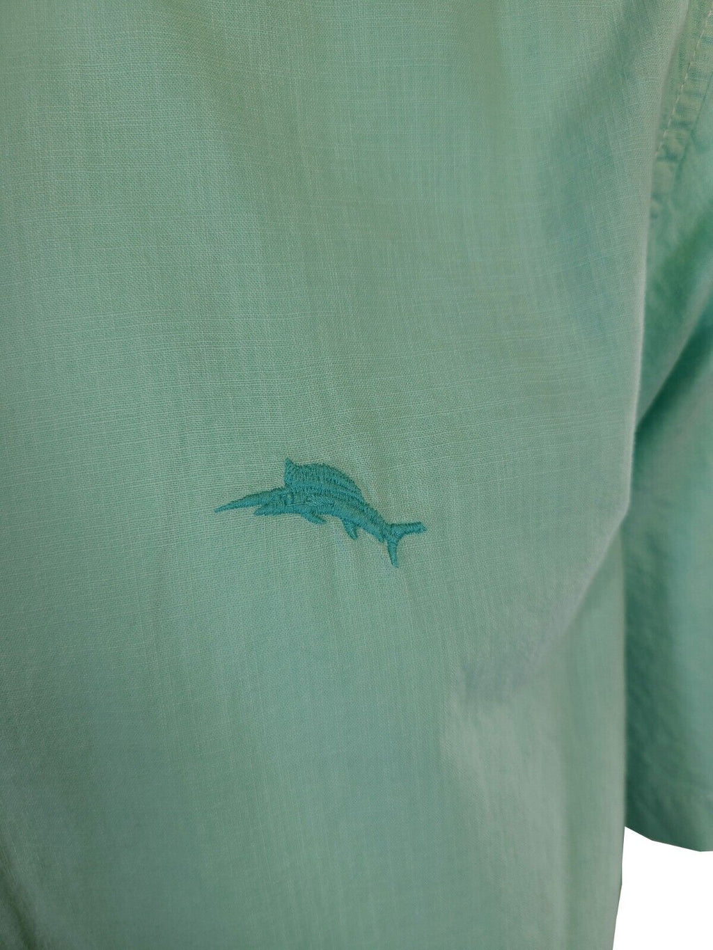 Tommy Bahama Men's Gentle Breeze Teal Green Shirt Logo Short Sleeve Button (S02)