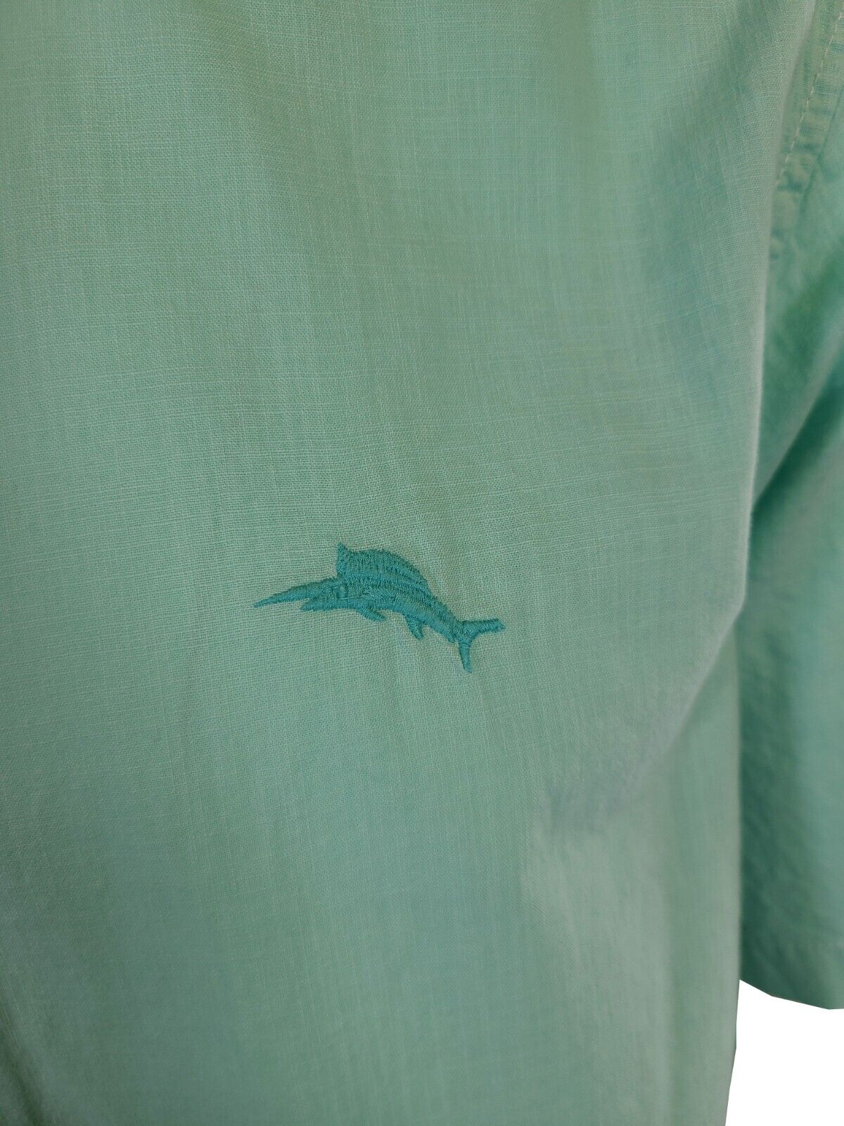 Tommy Bahama Men's Gentle Breeze Teal Green Shirt Logo Short Sleeve Button (S02)