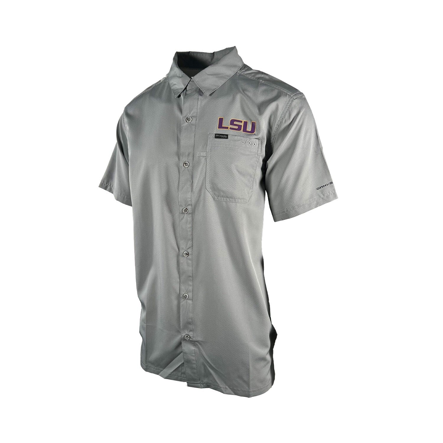 Columbia Men's Gray Shirt LSU Tigers PFG Slack Tide Omni-Shade Camp (334)