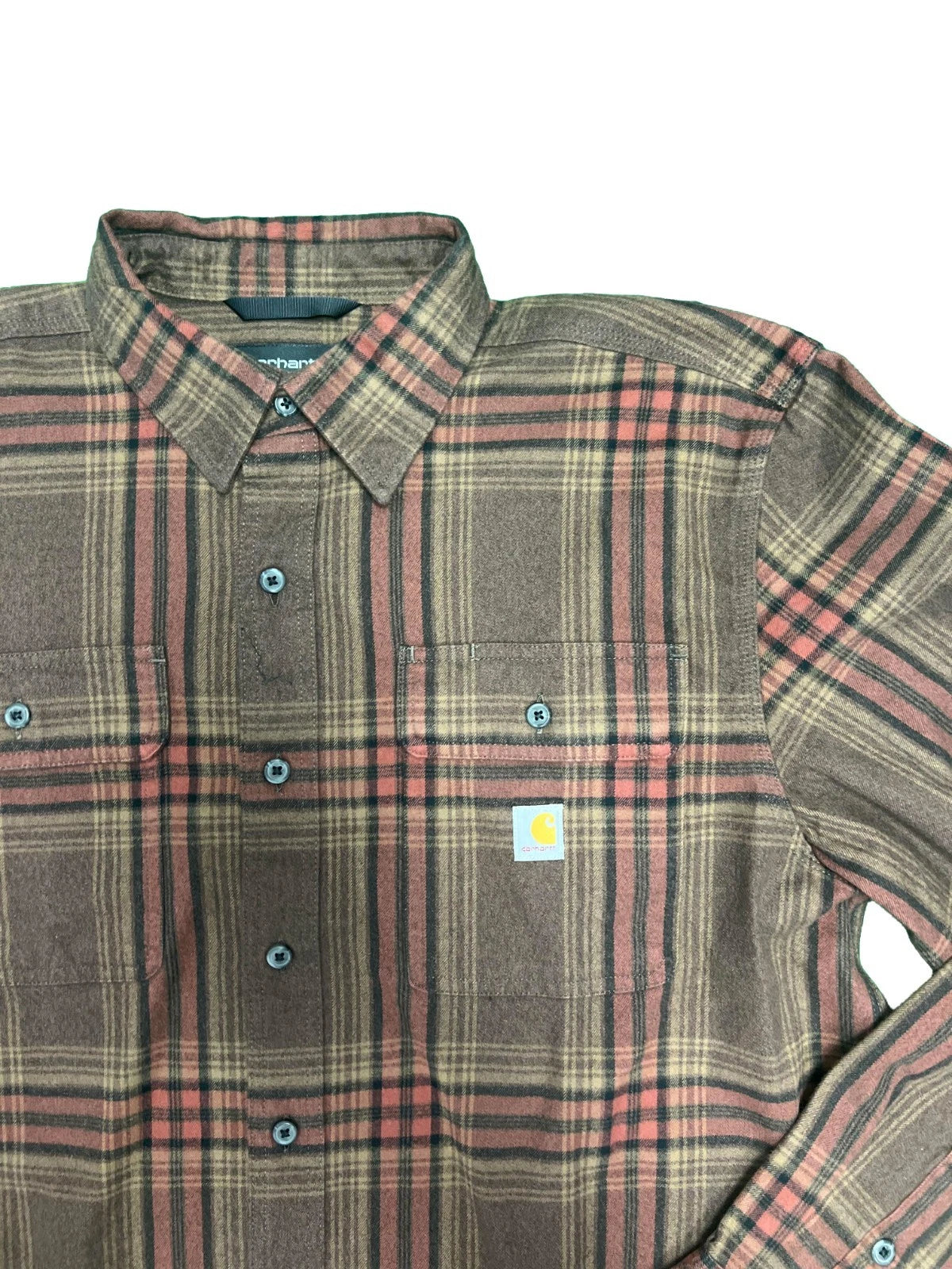 Carhartt Men's Mocha Shirt Heavy Weight Flannel Button-Down L/S (S355)