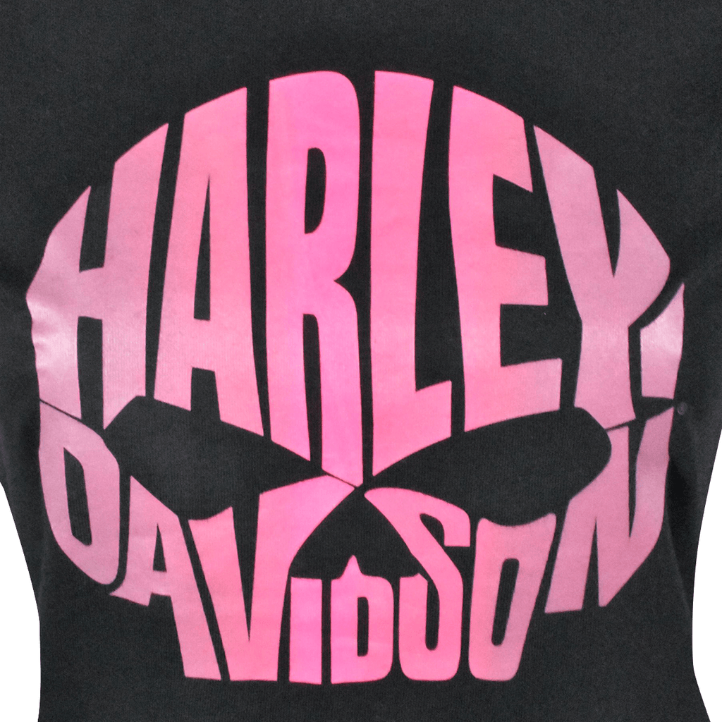 HD Branded Women's T-Shirt Charcoal Pink Text Skull Short Sleeve (S02)