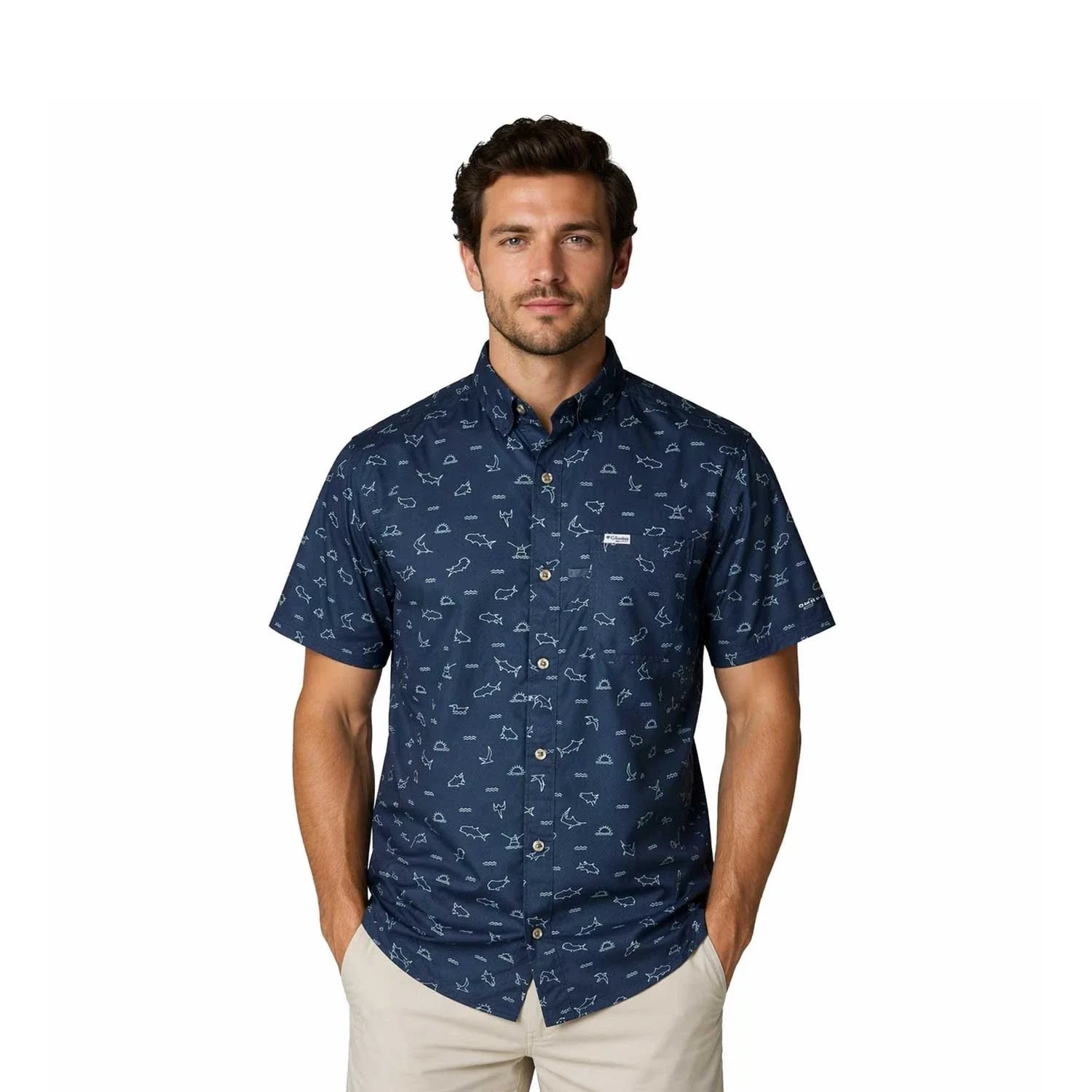 Columbia Men's Blue Shirt Omni-Wick Super Slack Tide S/S (504)