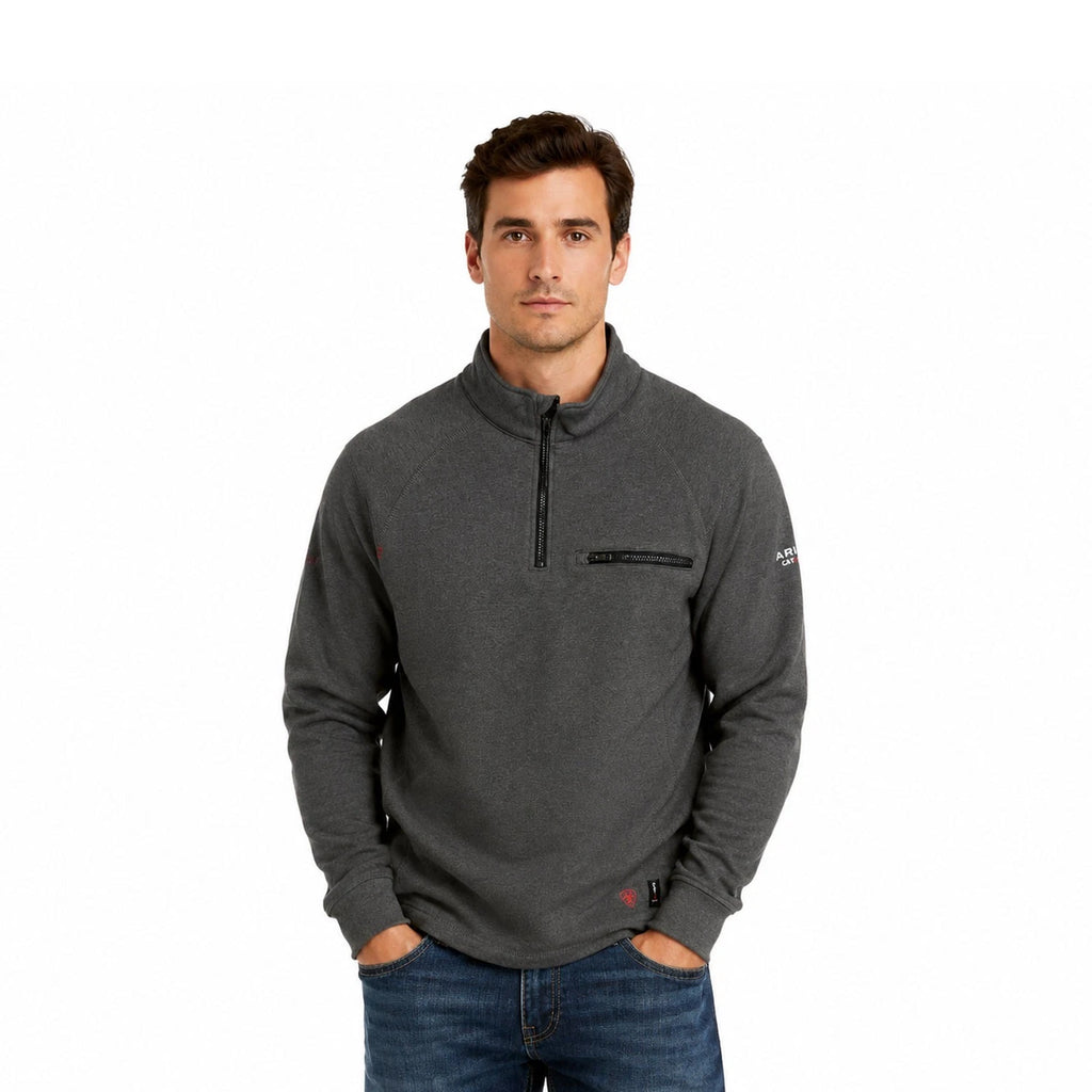 Ariat FR Men's Charcoal Hoodie 1/4 Zip Pullover Sweatshirt (S67)