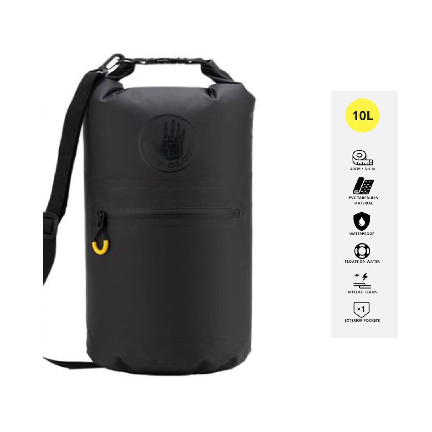 10l Body Glove Essential+ Dry Bag With Zipper Pocket - Black (S11)