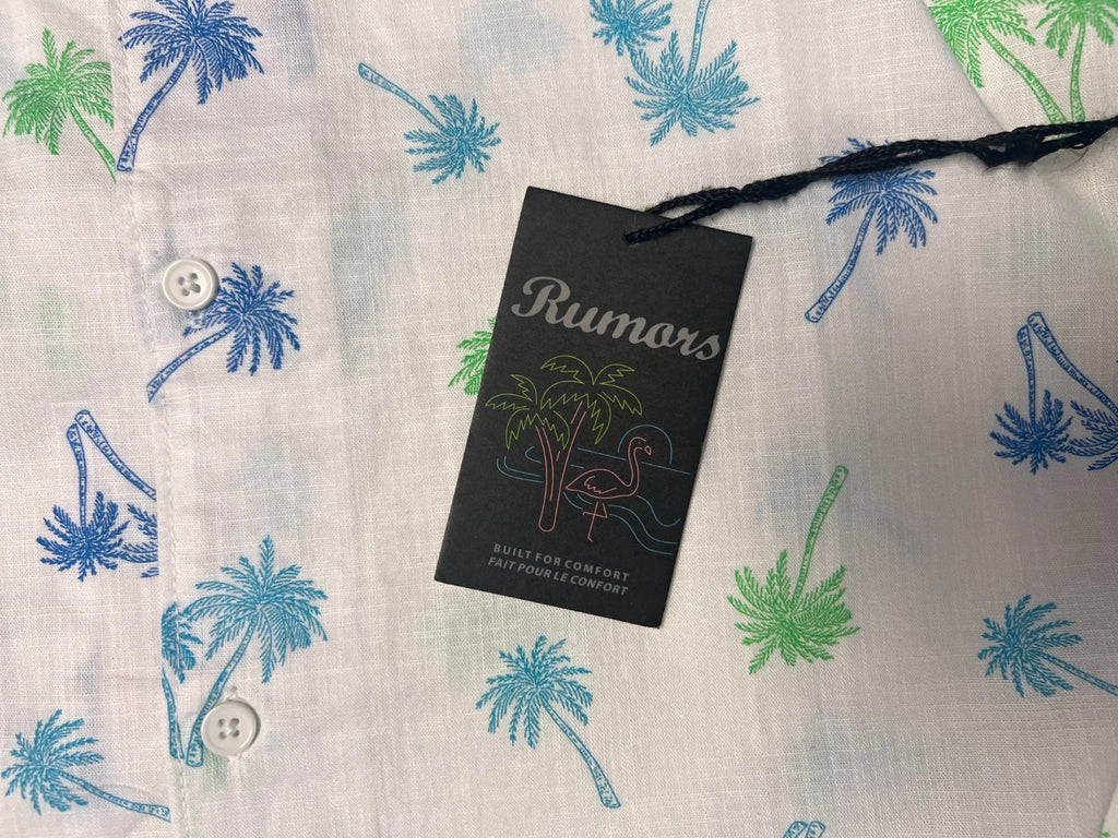 Rumors Men's Printed Shirt - Blue Tonal & White Palm 2 Pack S/S (S02 + S04)