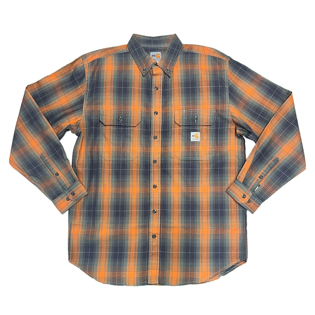 Carhartt FR Men's Orange Shirt Flex Loose Fit Midweight Twill Plaid L/S (S361)