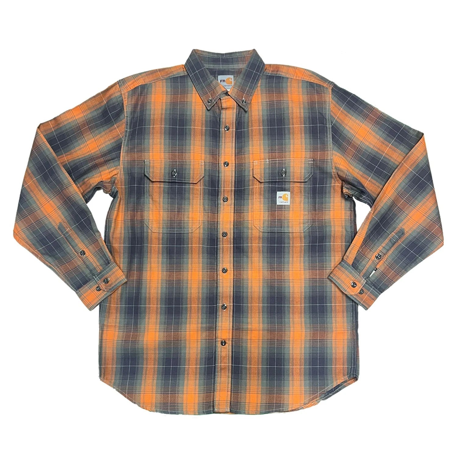 Carhartt FR Men's Orange Shirt Flex Loose Fit Midweight Twill Plaid L/S (S361)