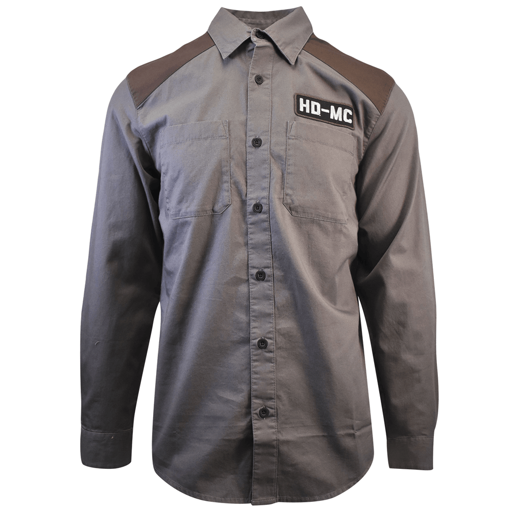 HD Branded Men's Shirt Dark Grey HDMC Long Sleeve Woven (127)