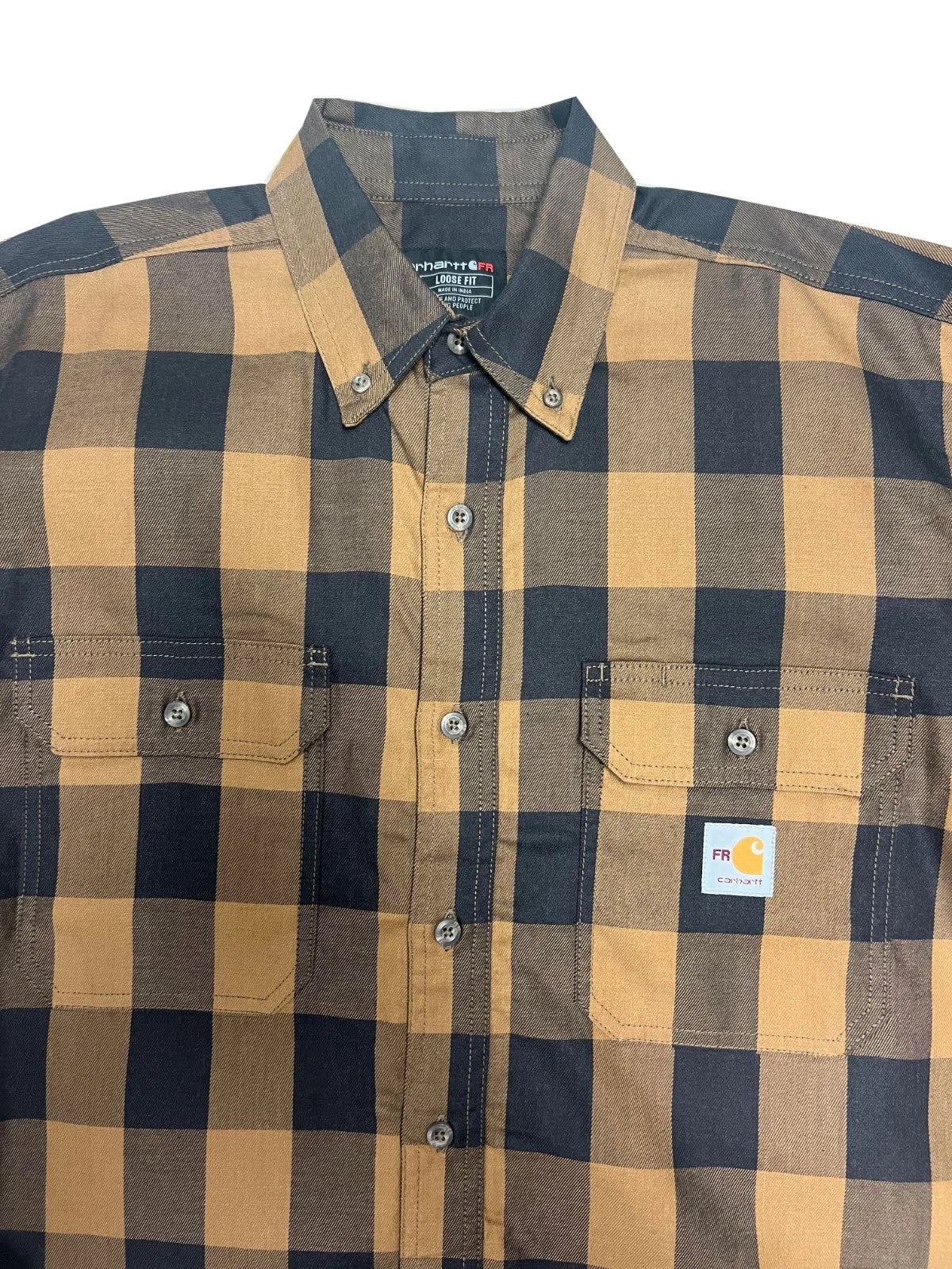 Carhartt FR Men's Brown Force Rugged Flex Original Fit Twill Plaid L/S (S364)