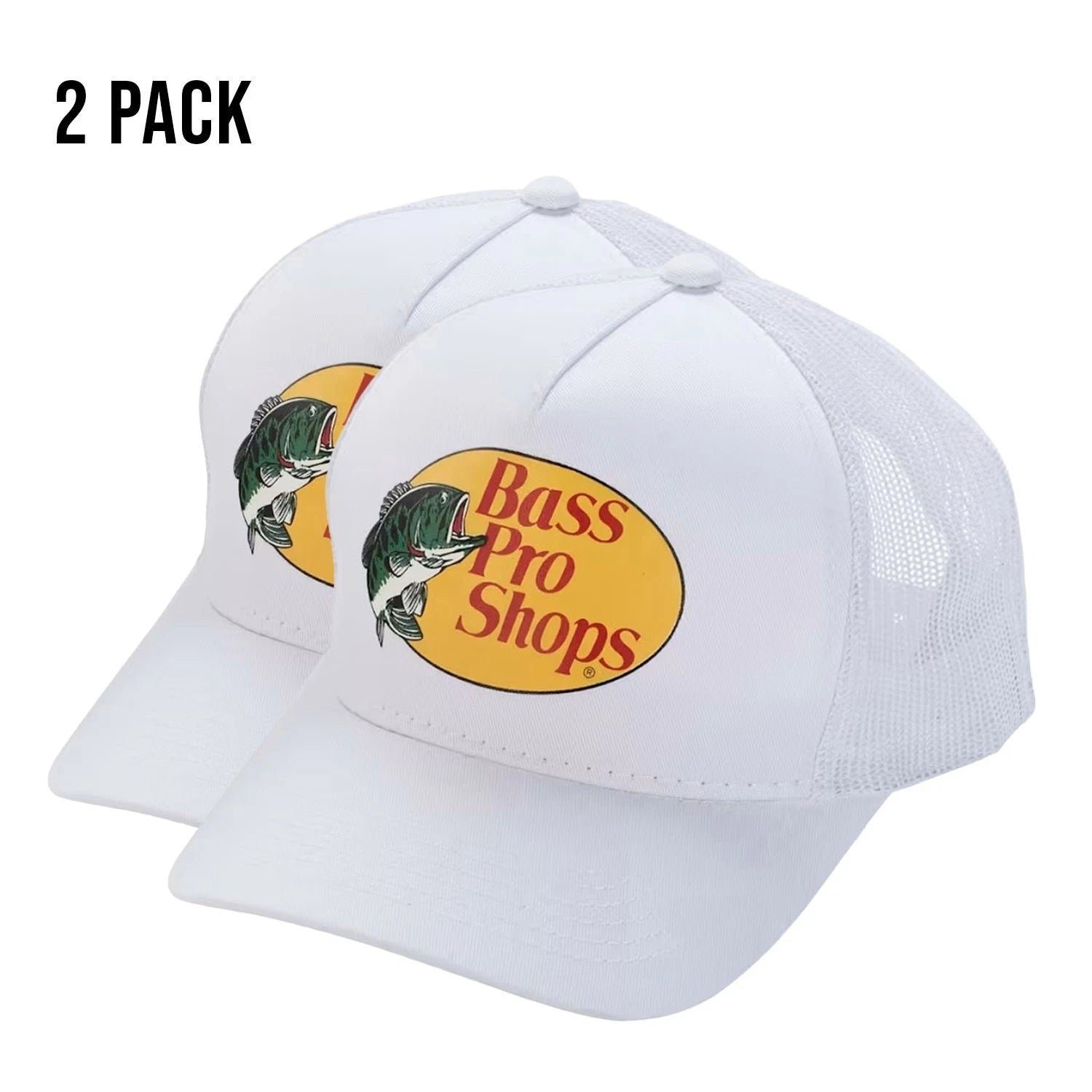 Bass Pro Shops Cap White Snapback Outdoor Youth's Trucker Hat- 2 Pack (S17)