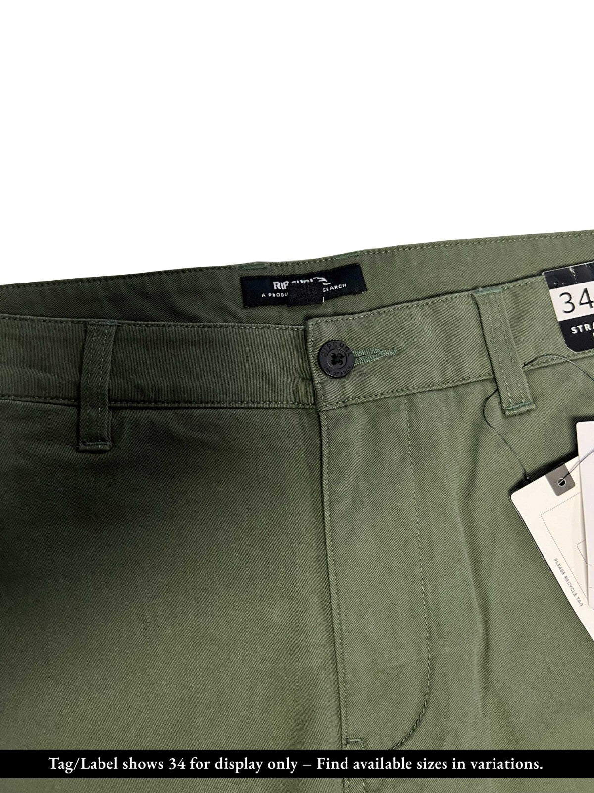 Rip Curl Men's Black - Dark Olive Pant Classic Surf Chino Stretch (S01), (S02)