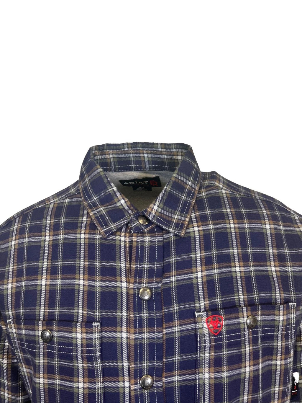 Ariat FR Men's Navy Plaid Shirt Monument Jacket Long Sleeve (S61)