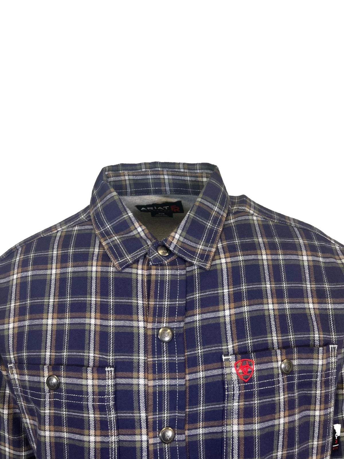 Ariat FR Men's Navy Plaid Shirt Monument Jacket Long Sleeve (S61)