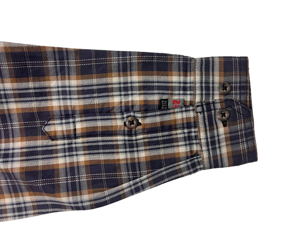 Carhartt FR Men’s Dark Brown Navy Plaid Shirt - Rugged Flex L/S CAT 2 (S375)