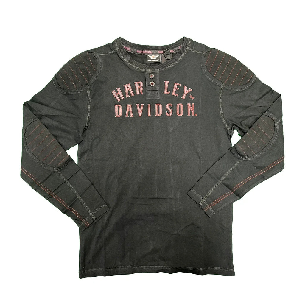 HD Branded Men's Black Shirt Reinforced Ribbed Paneling L/S Tee (S108)